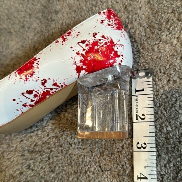 Reindee Lusion White Red Splatter Transparent Block Mid Heel RoundToe Size 5 NEW - Picture 12 of 14